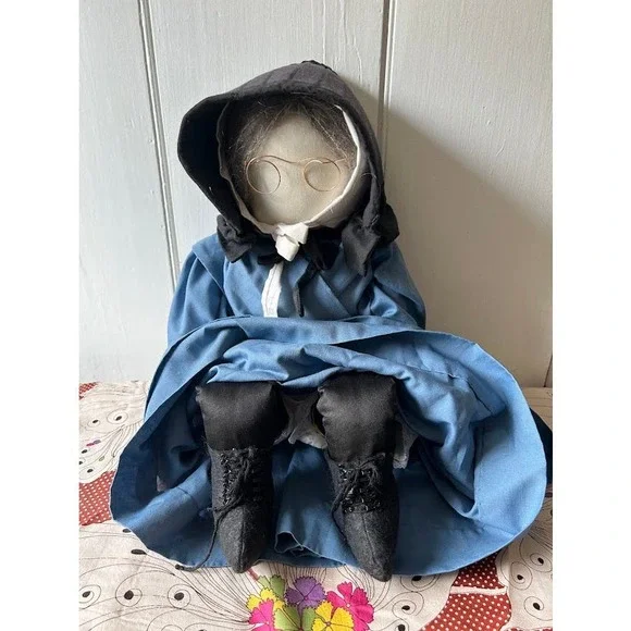 Vintage 90s Amish doll faceless 25" handmade imperfect